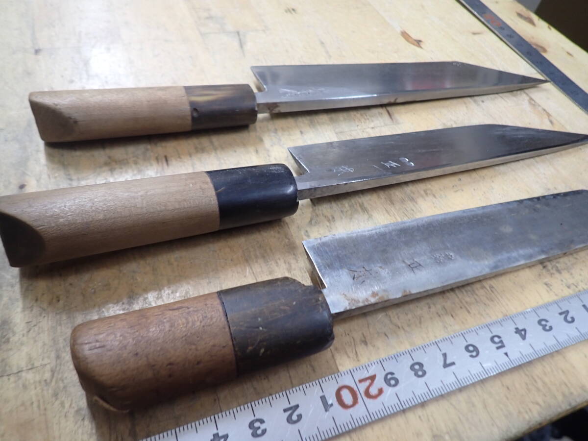 『A25B』鰻包丁 どじょう裂き包丁 3本（3點）まとめてセット 和包丁 正本総本店×2本、/　正千代　純?nèi)毡句摗·Δ胜?裂き