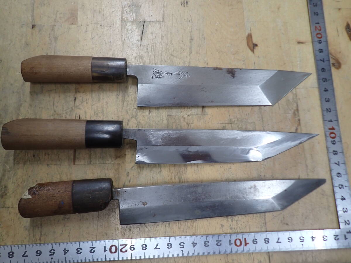 『A25B』鰻包丁 どじょう裂き包丁 3本（3點）まとめてセット 和包丁 正本総本店×2本、/　正千代　純?nèi)毡句摗·Δ胜?裂き