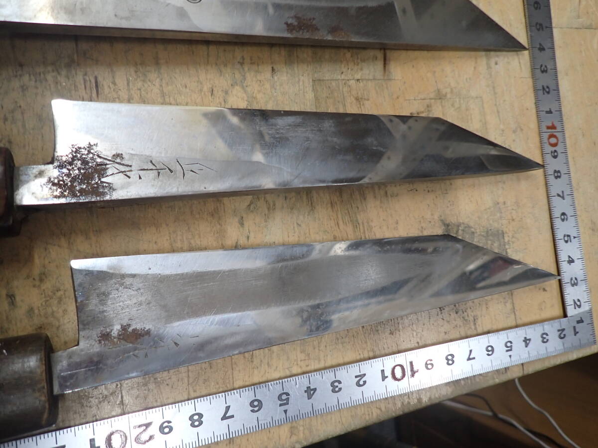 『A25C』鰻包丁 どじょう裂き包丁 3本（3點）まとめてセット 和包丁 刀匠 一竿子忠綱 特別作 /　正千代×2本　純?nèi)毡句摗·Δ胜?裂き