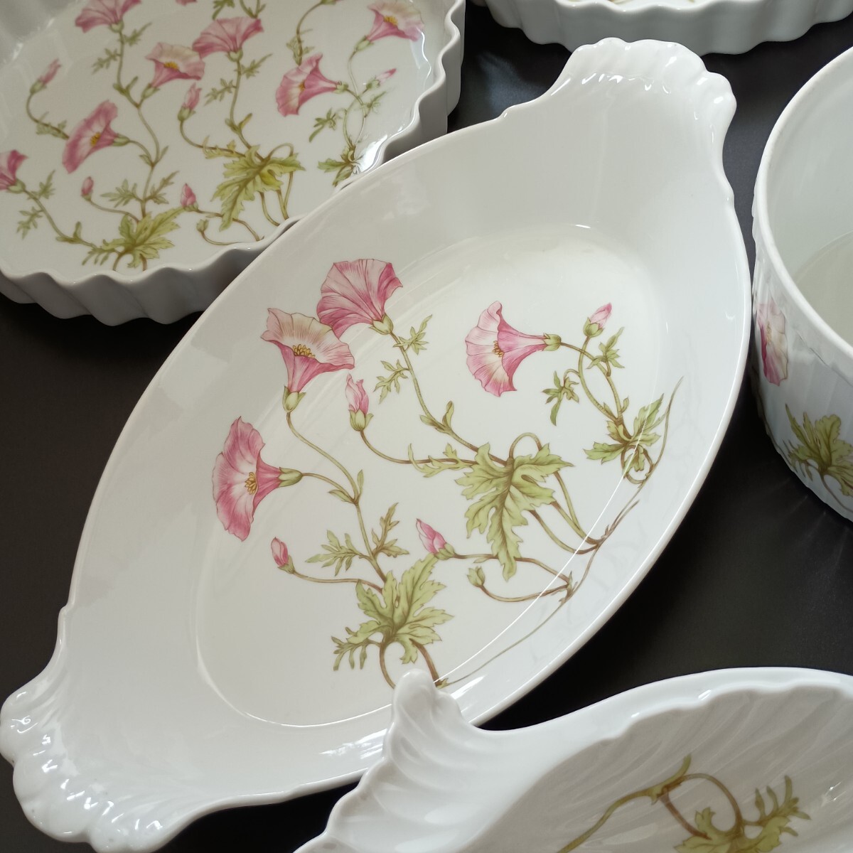 1円出品　ピリヴィッツ　フランス制　洋食器　まとめ売り　朝顔　花柄　グラタン皿　パイ皿　小皿　