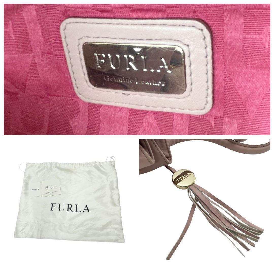 FURLA フルラ レザートートバッグ カルメン ピンク チャーム 付属品有_画像10