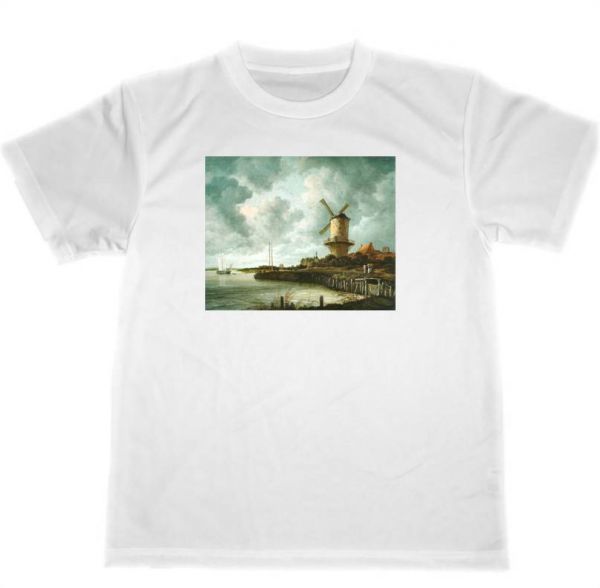 ヤーコプ・ファン・ロイスダール ドライ　Tシャツ　名画　絵画　アート　グッズ　ワイク・バイ・ドゥールステーデの風車_画像1