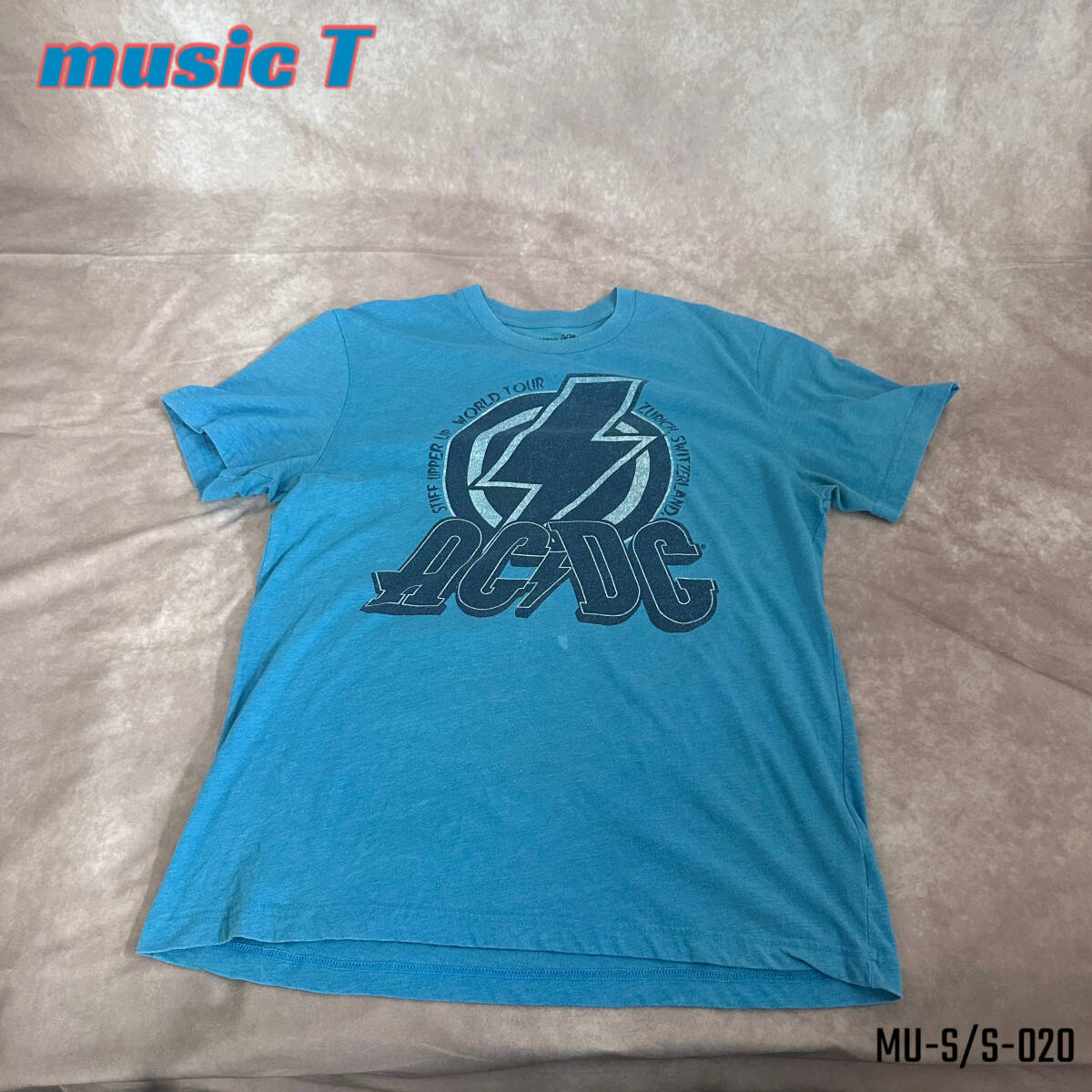 古着 “AC/DC”Tシャツ バンドT ロックT ツアーT ブルー Lサイズ スティフアッパーリップツアー_画像1