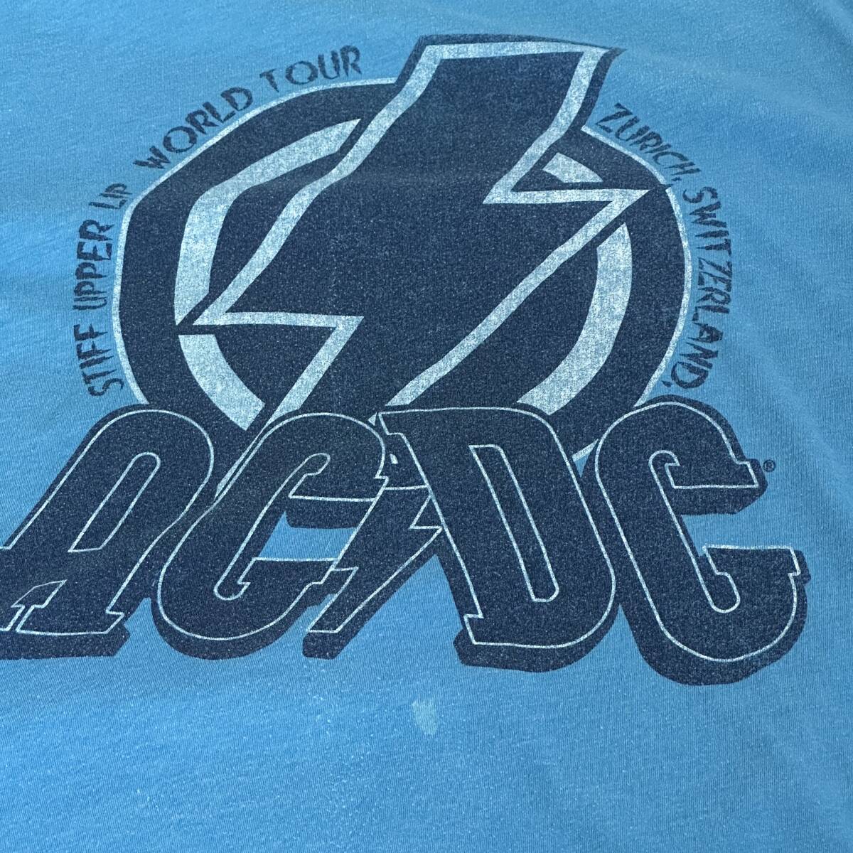 古着 “AC/DC”Tシャツ バンドT ロックT ツアーT ブルー Lサイズ スティフアッパーリップツアー_画像3