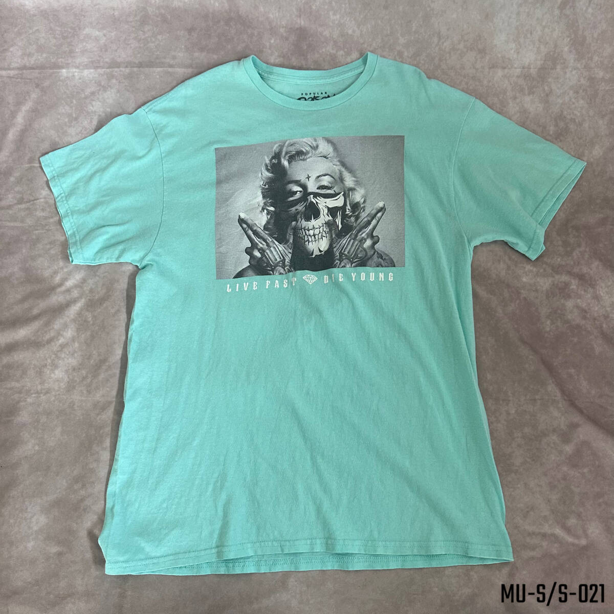 アメリカ古着 マリリン.モンロー フォトTシャツ ライトグリー POISON Lサイズ_画像1