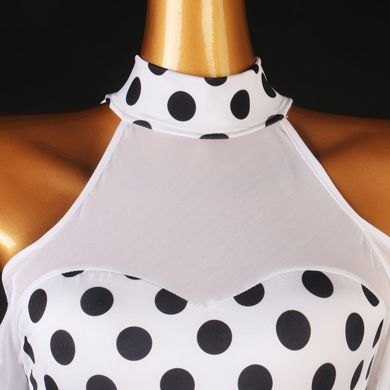 新作 大人気レディース社交ダンス衣装 お洒落トッド柄ロングワンピース ホワイト サイズS~XXL選択可 サイズ調整可能_画像4