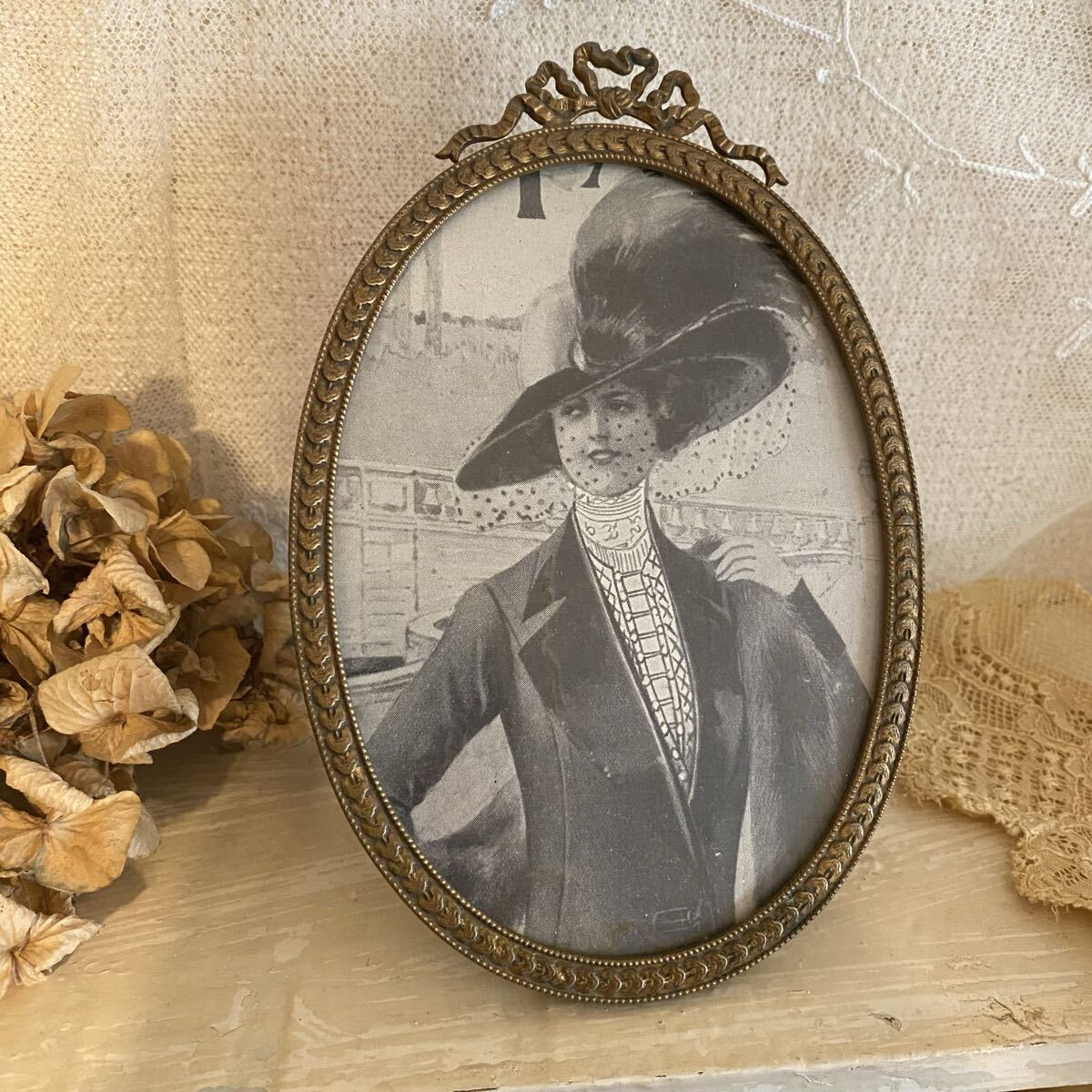 フランス アンティーク フォトフレーム オーバル 丸型 ヴィンテージ 写真立て フォトスタンド ビンテージ フランスアンティーク 額縁_画像1