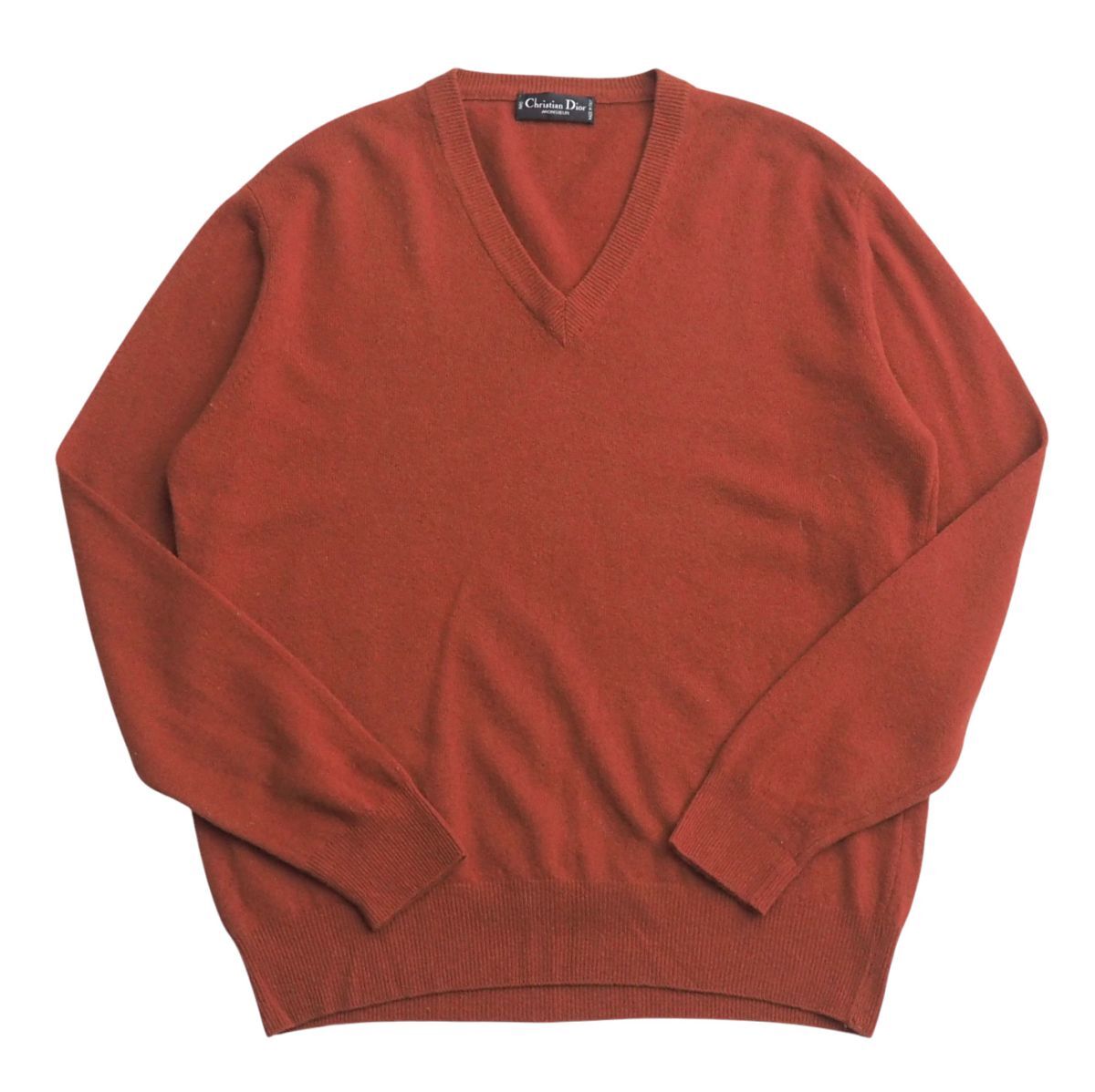 GR9957▽イタリア制*ヴィンテージ*Christian Dior MONSIEUR/クリスチャンディオール*メンズ48*Vネック ウールニット セーター*ブラウン系