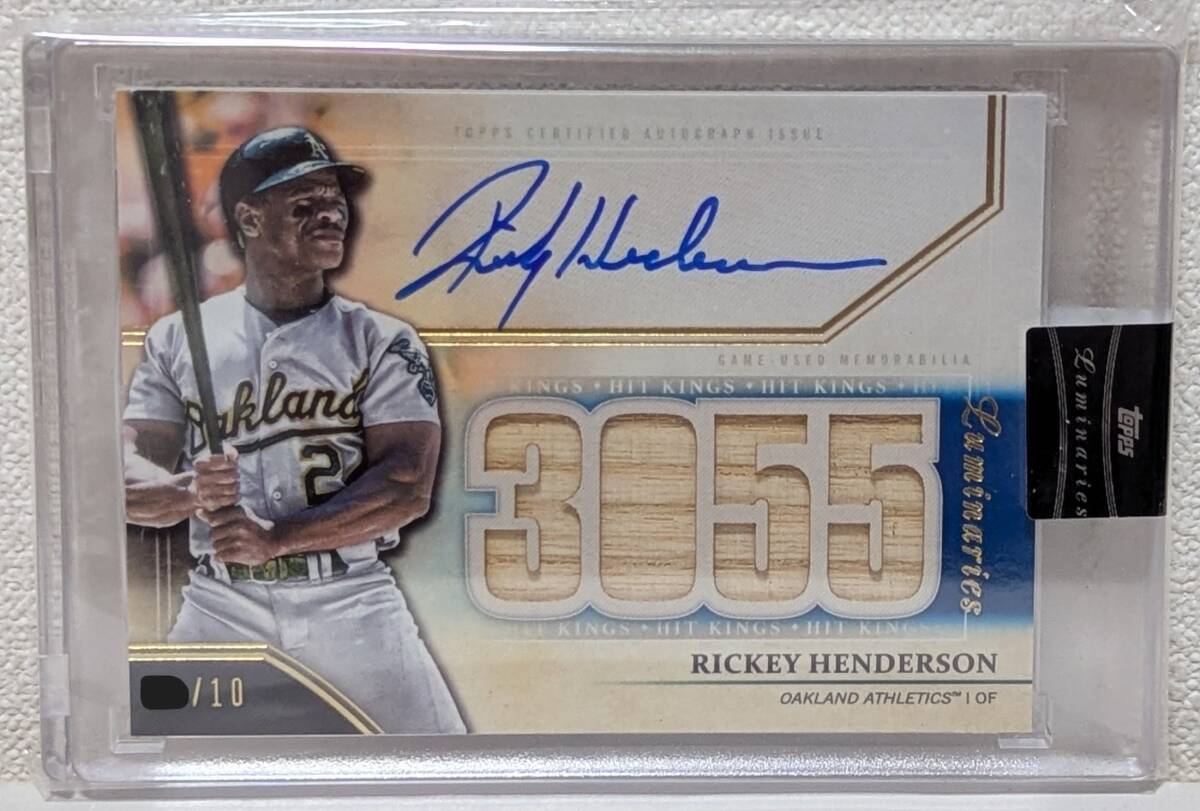 RICKEY HENDERSON 直筆サインカード 10枚限定 2020 TOPPS LUMINARIES HIT KINGS AUTOGRAPHED RELIC CARD / リッキー?ヘンダーソン / AUTO