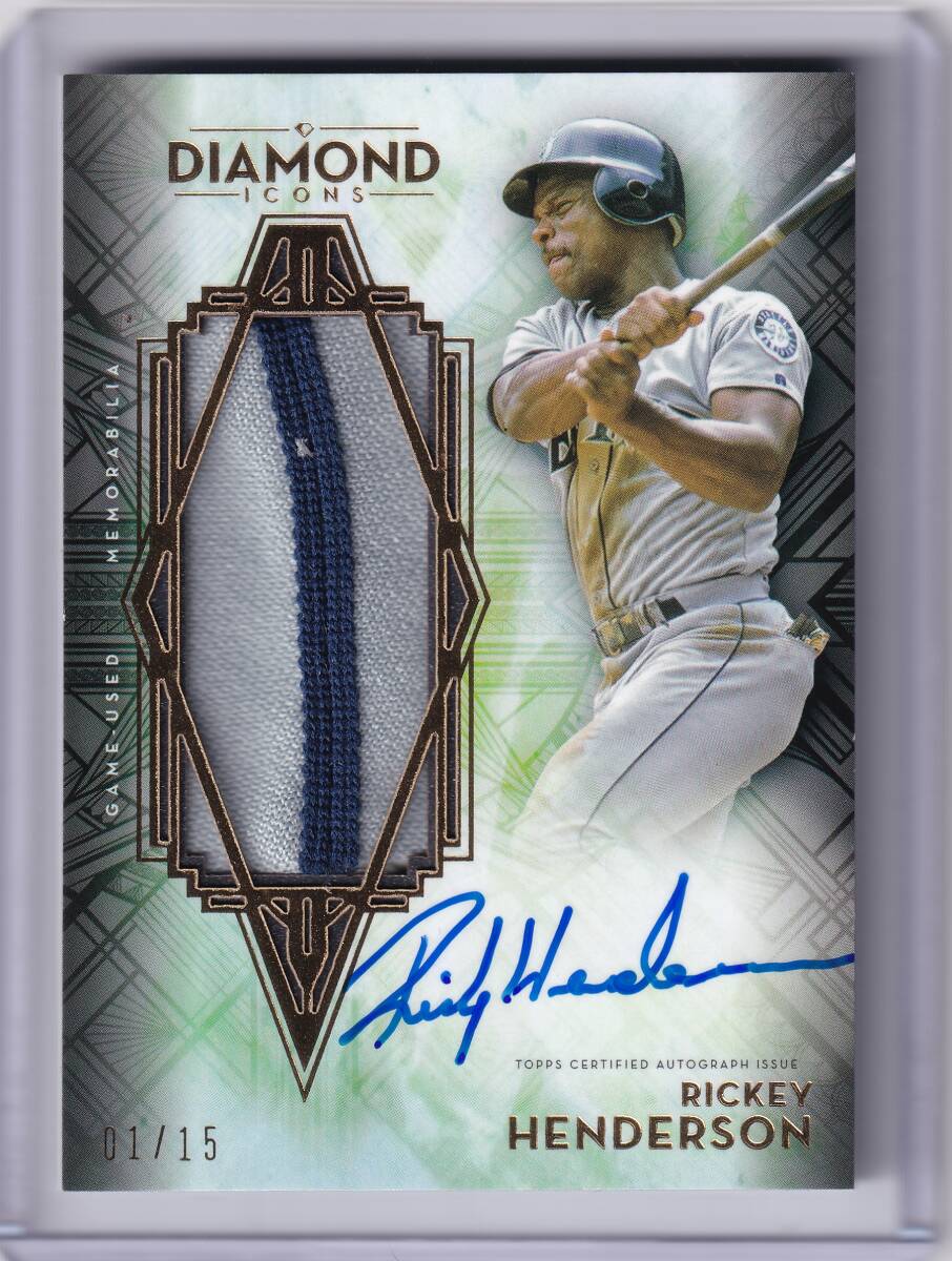 RICKEY HENDERSON 直筆サインカード 15枚限定 1st# 2021 TOPPS DIAMOND ICONS AUTOGRAPHED JUMBO PATCH CARD / リッキー?ヘンダーソン