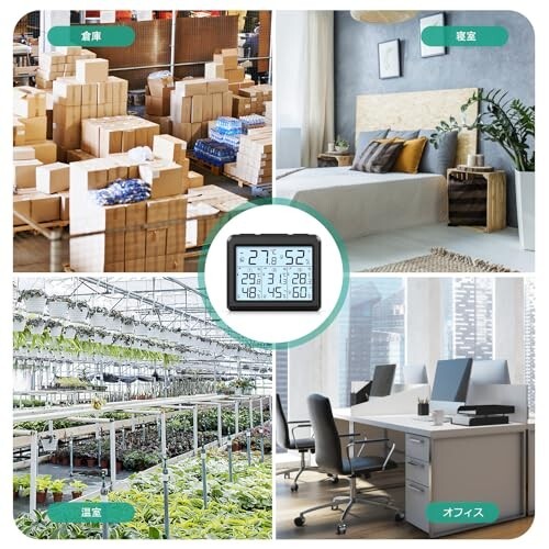 【送料無料】ORIA デジタル温湿度計 外気温度計 ワイヤレス 温度湿度計 室内 室外 三つセンサー 高精度 LCD大画面 バック_画像8