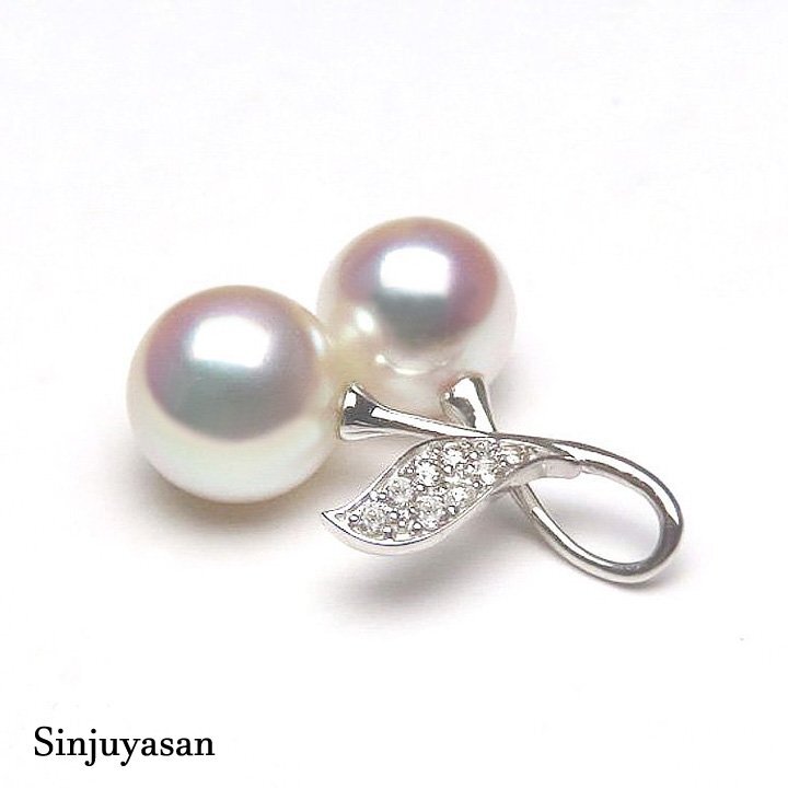 真珠屋さん 特選パール【花珠 ホワイトピンク】最高の色！7.4mm/7mm アコヤ真珠 ダイヤ D0.05ct Pt900ペンダントトップ 伊勢志摩産 新品
