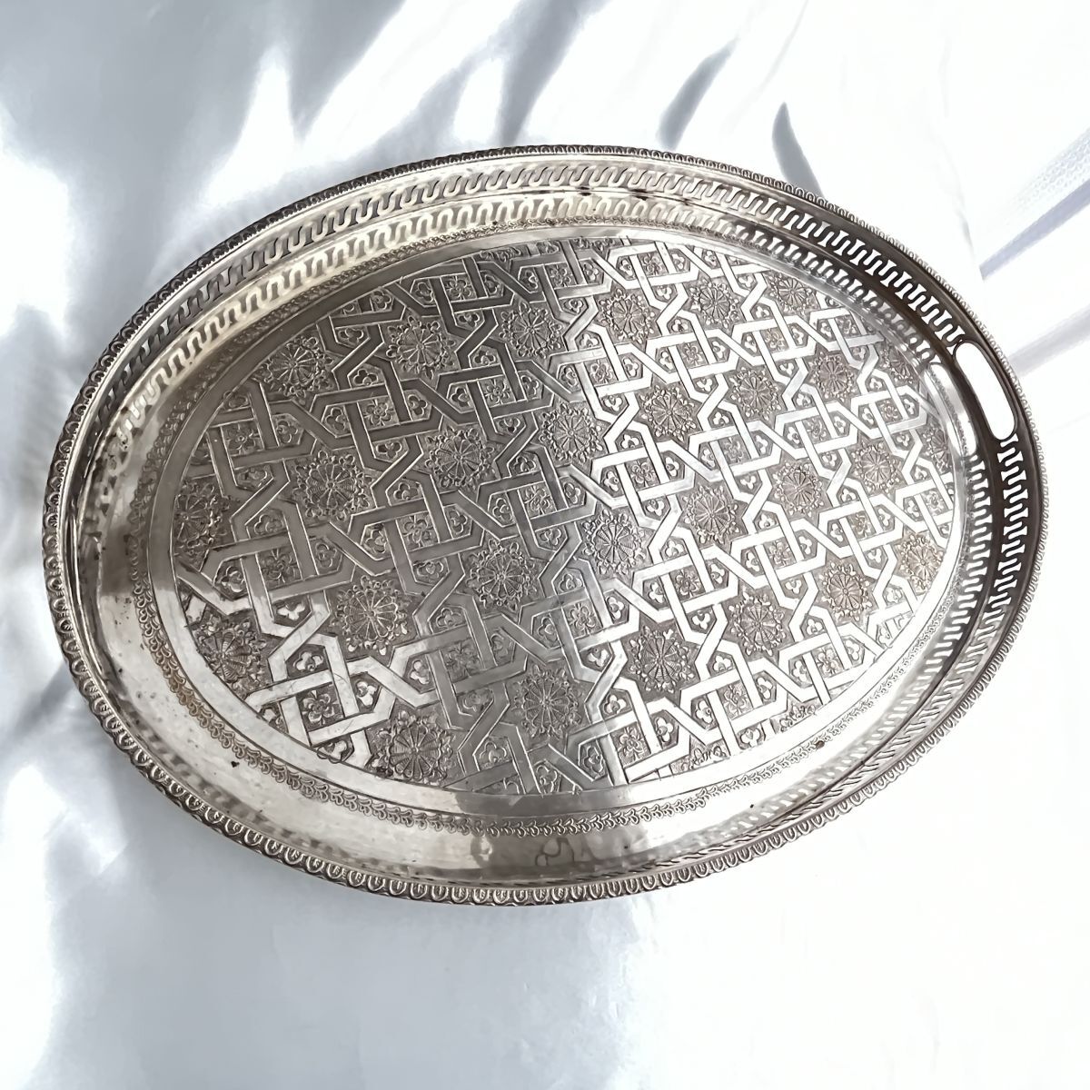 【SA.D.F】 ギャラリートレー オーバル大型 52cm 【シルバープレート】 SA.D.F】 ギャラリートレー オーバル大型 52cm 【シルバー