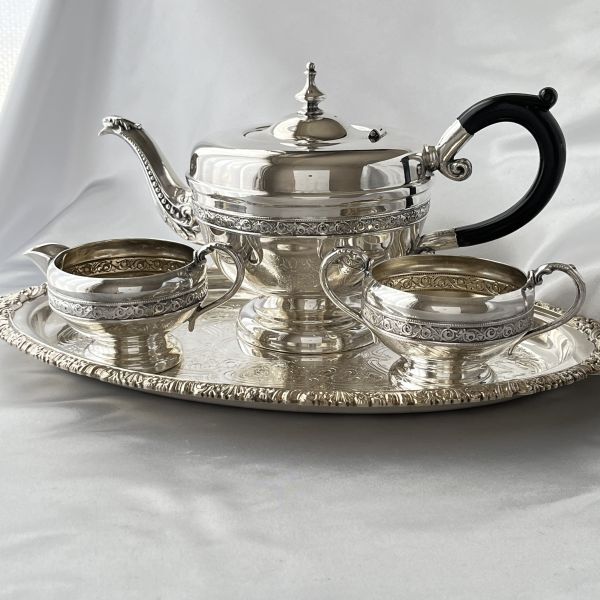 【VIKING PLATE】 ティーセット 3点【シルバープレート】 VIKING PLATE】 ティーセット 3点【シルバープレート】