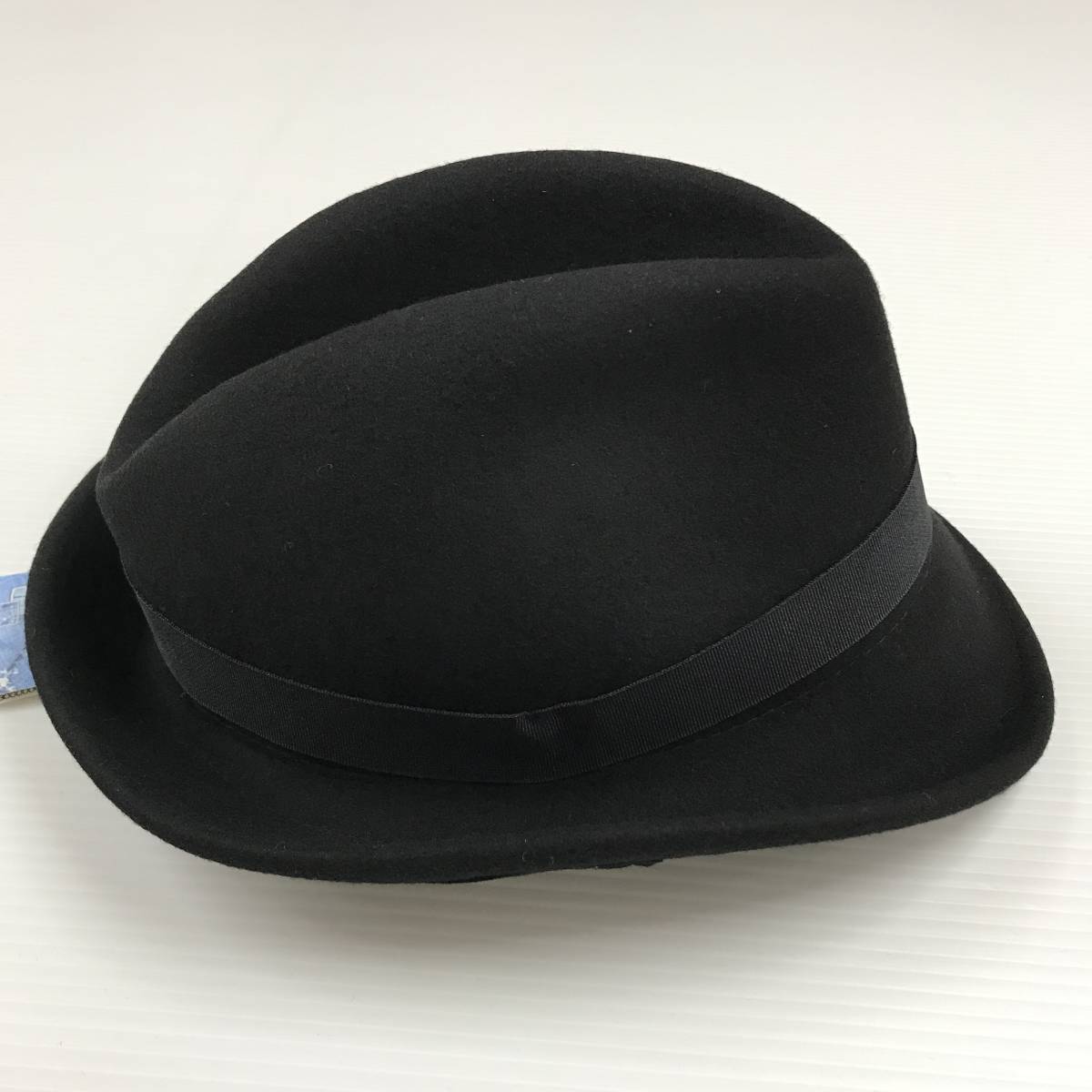 BACKS /F/ ブラック 中折れハット 帽子 メンズ レディース ダンス ストリート レトロタグ付き リボンホワイトロゴ刺繍 ウール生地 バックス_画像5