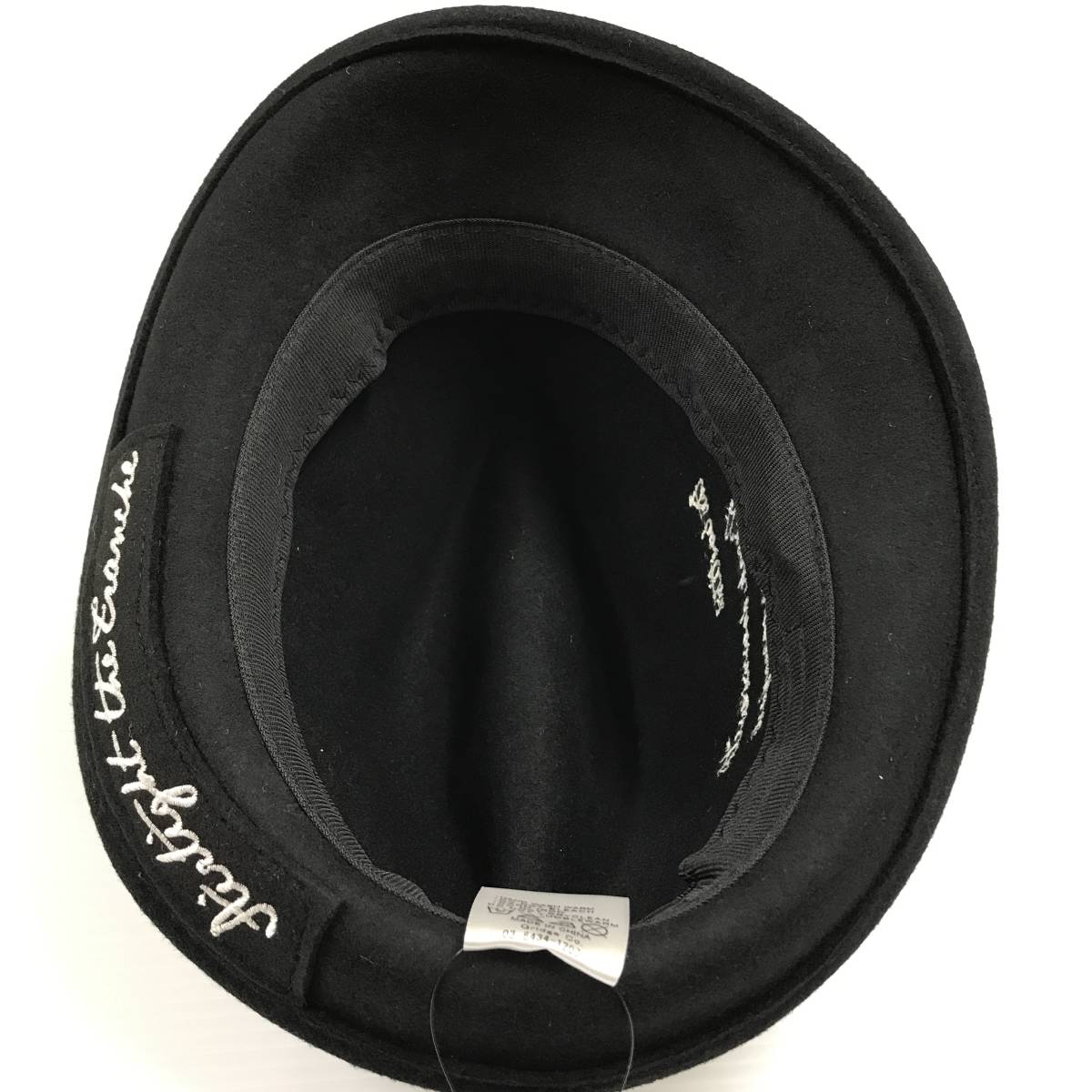 BACKS /F/ ブラック 中折れハット 帽子 メンズ レディース ダンス ストリート レトロタグ付き リボンホワイトロゴ刺繍 ウール生地 バックス_画像7