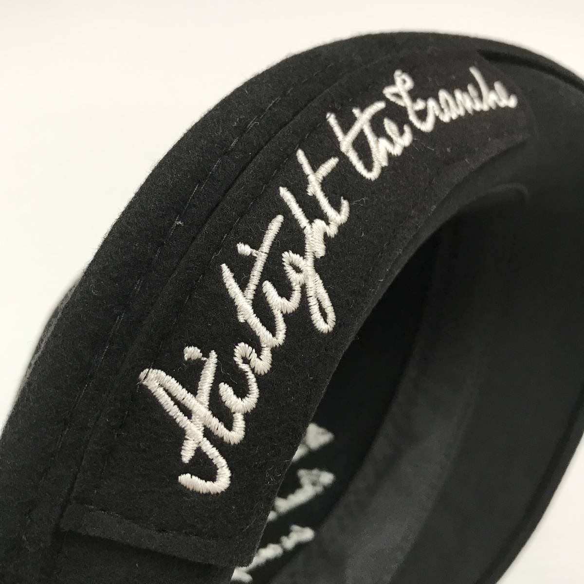 BACKS /F/ ブラック 中折れハット 帽子 メンズ レディース ダンス ストリート レトロタグ付き リボンホワイトロゴ刺繍 ウール生地 バックス_画像8