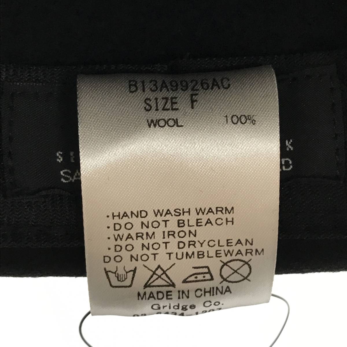 BACKS /F/ ブラック 中折れハット 帽子 メンズ レディース ダンス ストリート レトロタグ付き リボンホワイトロゴ刺繍 ウール生地 バックス_画像10