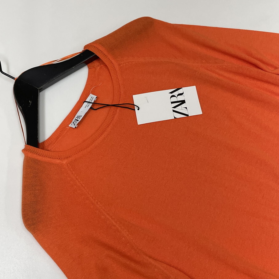 ZARA /S/ オレンジ 長袖ニット トップス レディース タグ付き オフィスカジュアル 通勤フェミニン 大人可愛い生地アクリル混 デイリー ザラ_画像2