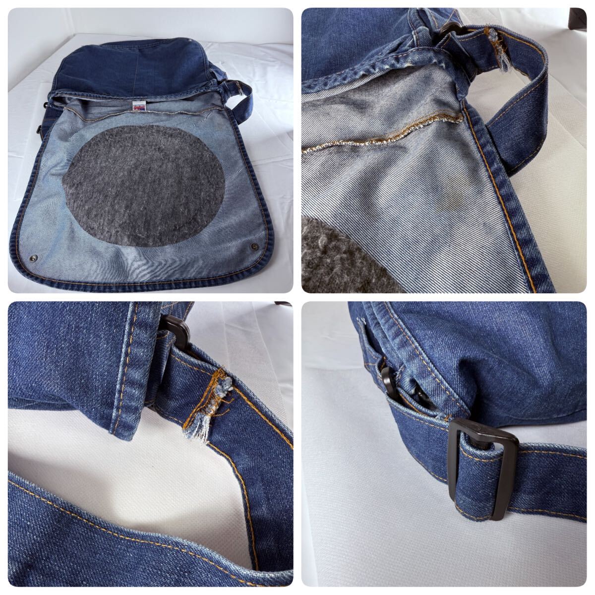 1円《 極美品 》ハンティング ワールド メッセンジャーバッグ ショルダーバッグ クロスボディ デニム コットン 大容量 メンズ レディース