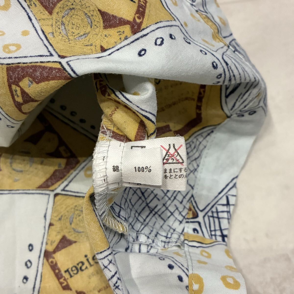 80s 90s Budweiser バドワイザー KING OF BEERS 総柄 開襟 オープンカラー ビンテージ アロハシャツ_画像9