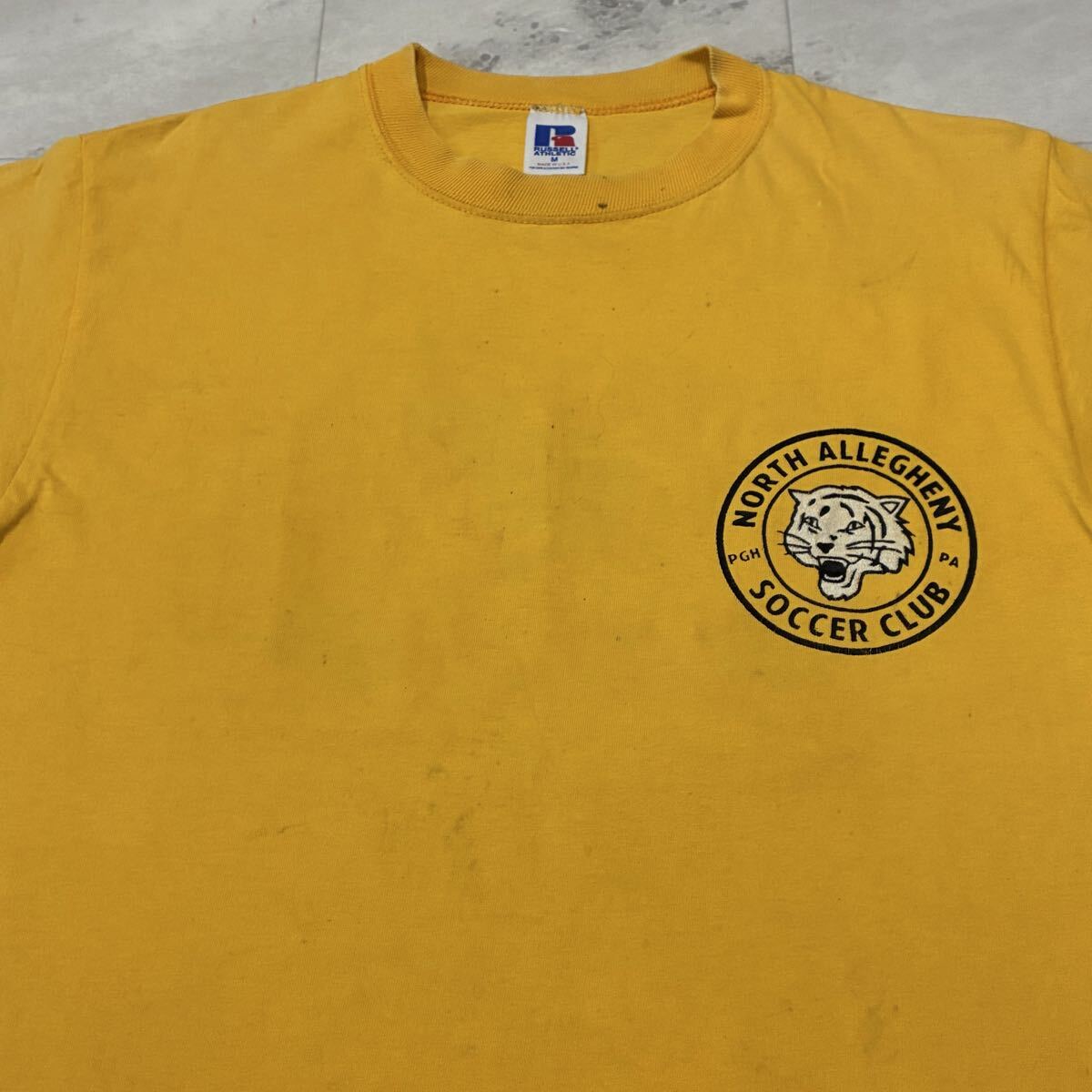 90s USA製 RUSSELL ラッセル #30 NORTH ALLEGHENY SOCCER CLUB 虎 プリント ビンテージ 半袖Tシャツ_画像2