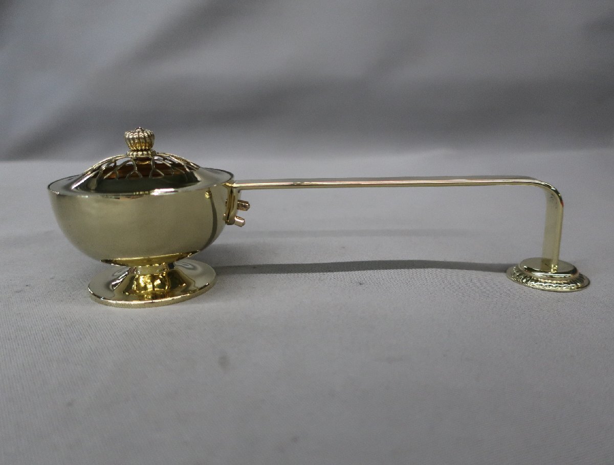 【K-2577】金剛型柄香炉（小型）真鍮製ミガキ品　新品未使用　_画像2