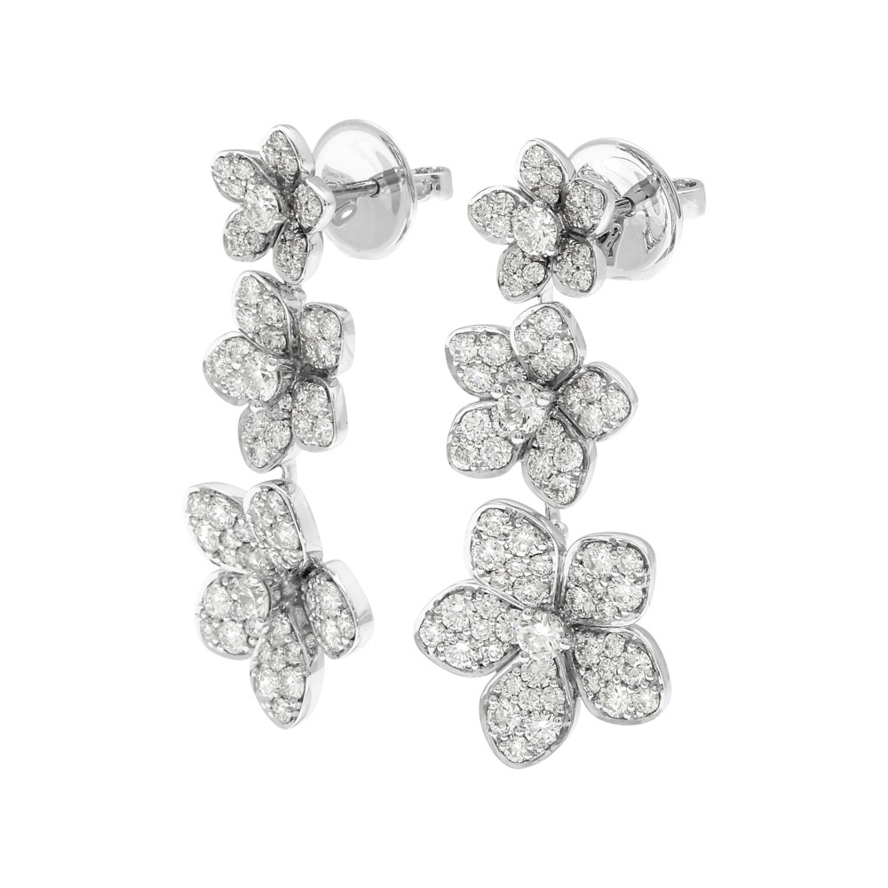 グラフ ワイルドフラワー ダイヤモンド ドロップ K18ホワイトゴールド ピアス 中古_画像1