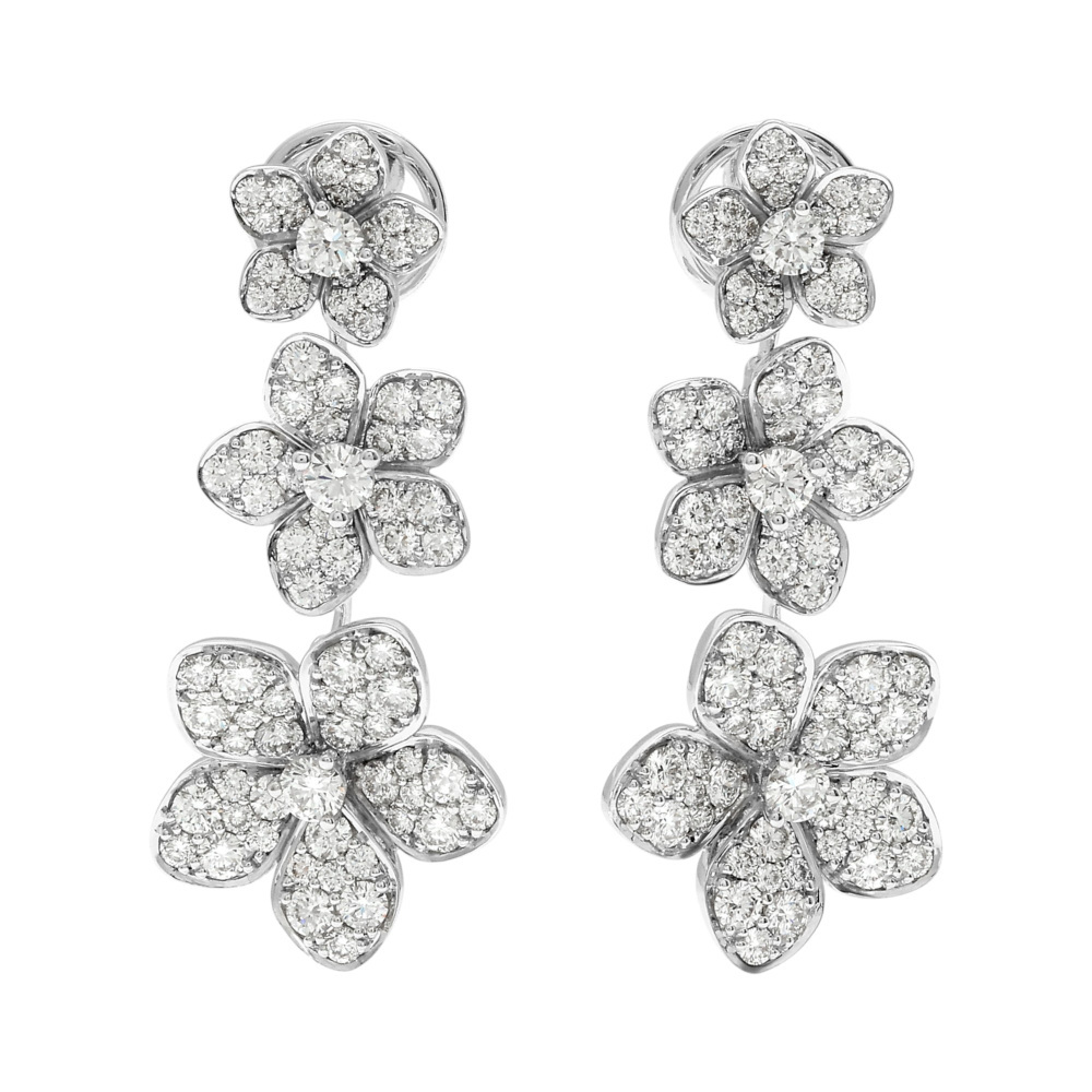 グラフ ワイルドフラワー ダイヤモンド ドロップ K18ホワイトゴールド ピアス 中古_画像2