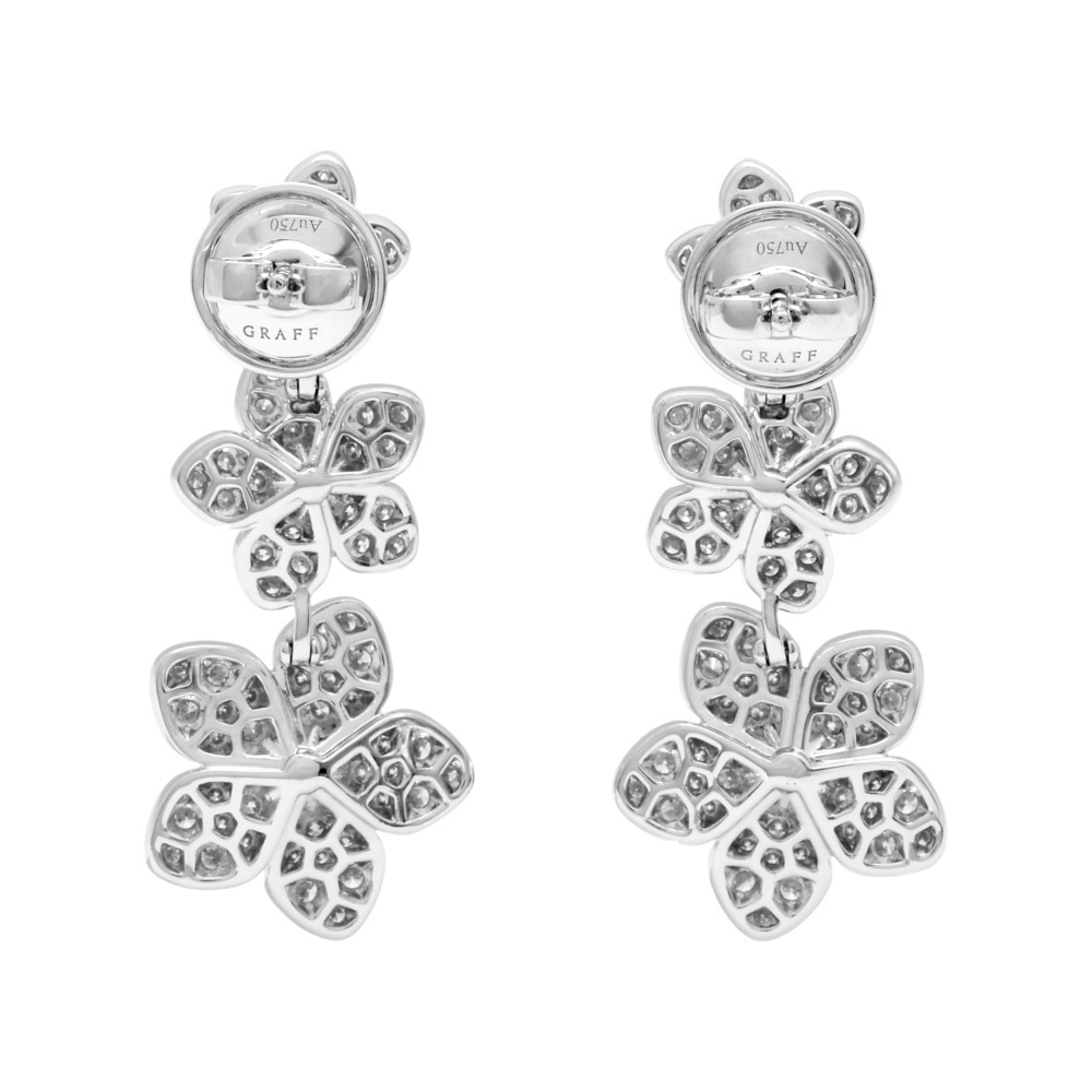 グラフ ワイルドフラワー ダイヤモンド ドロップ K18ホワイトゴールド ピアス 中古_画像3