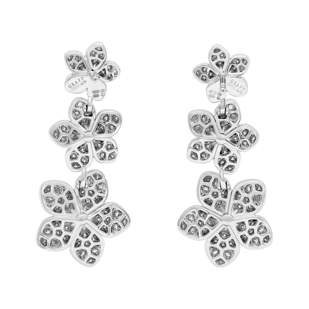 グラフ ワイルドフラワー ダイヤモンド ドロップ K18ホワイトゴールド ピアス 中古_画像4