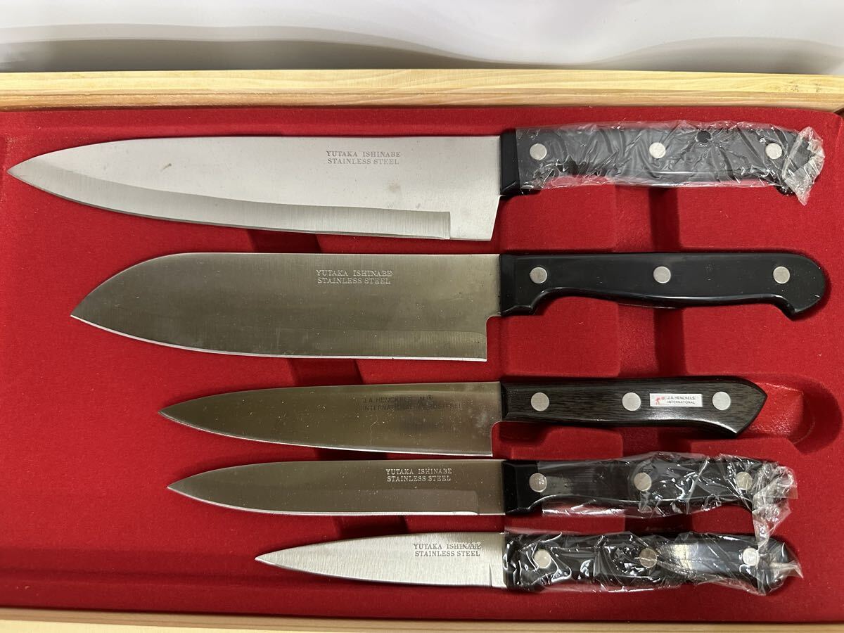 1円〜 御料理庖丁　5本セット　高級ステンレス製　YUTAKA ISHINABE J929102_画像1