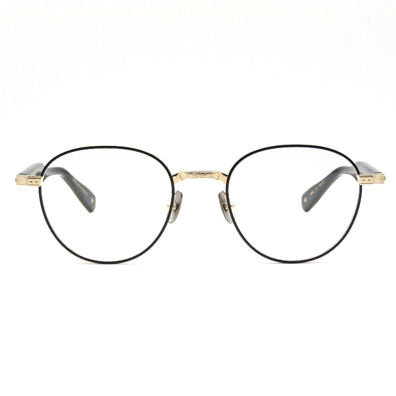 美品 金子眼鏡 カネコガンキョウ メガネフレーム KMG-14 日本製 ボストン K18飾りパーツ BKGP ブラック/ゴールド 61003591_画像2