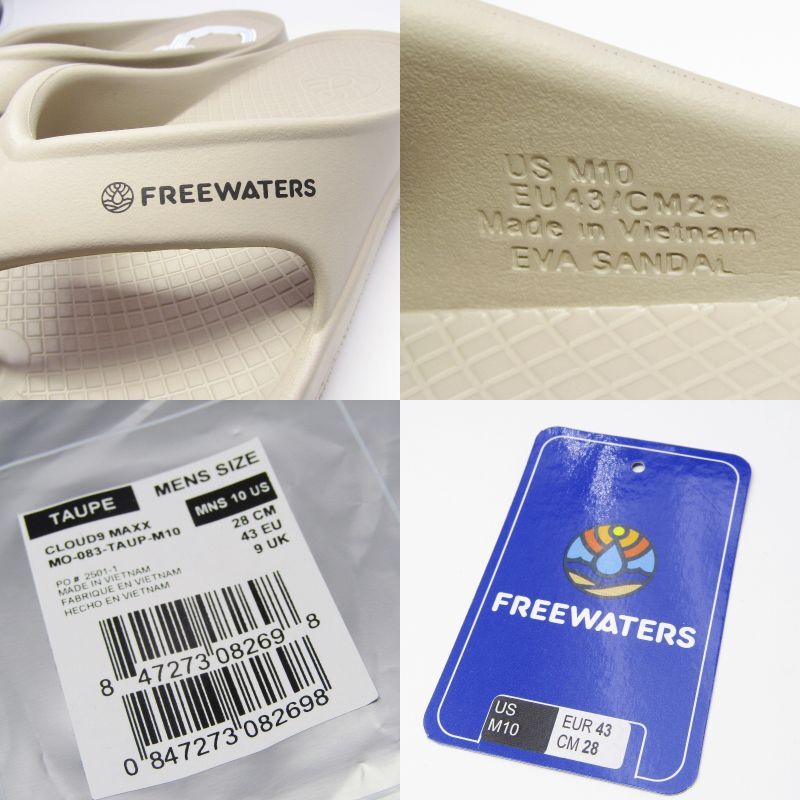 未使用 FREE WATERS フリーウォーター 28cm Cloud9 Maxx MO-083 クラウド9マックス ビーチサンダル TAUP 18000954_画像8