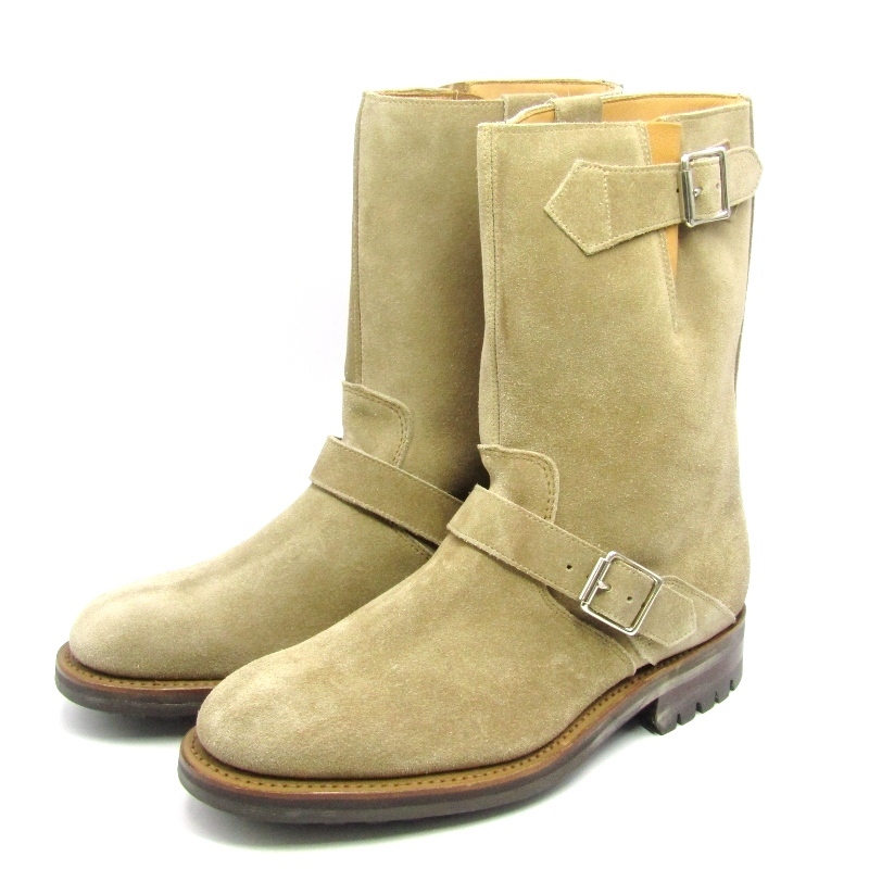 美品 Alfred Sargent アルフレッドサージェント UK7.5E エンジニアブーツ 20230-3 ミンクスエード プルオンブーツ ベージュ 35004731_画像1