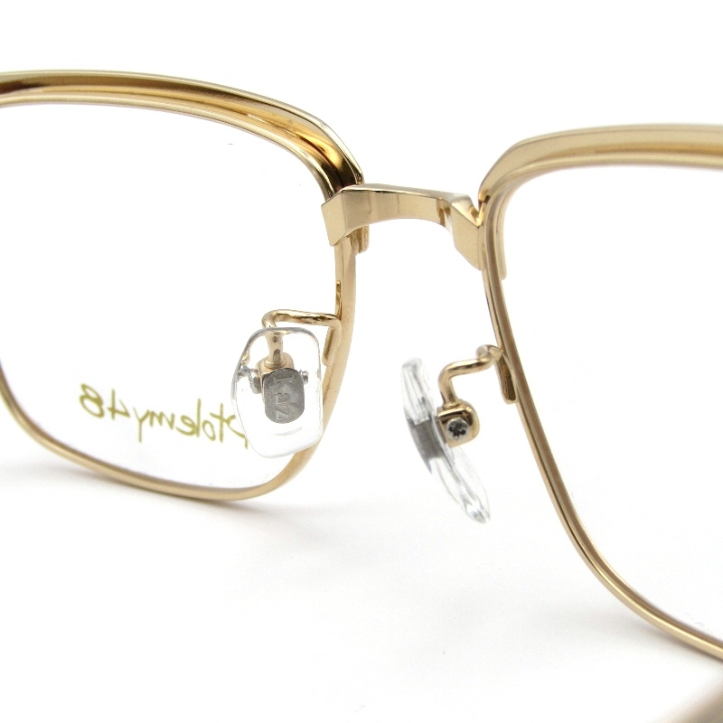 美品 Ptolemy48 トレミー48 メガネフレーム ST-008 SATURN 日本製 サターン ブロウ スクエア WH ホワイト/ゴールド 61003688_画像7