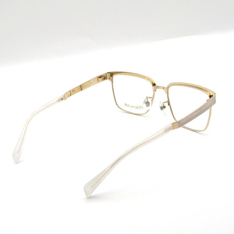 美品 Ptolemy48 トレミー48 メガネフレーム ST-008 SATURN 日本製 サターン ブロウ スクエア WH ホワイト/ゴールド 61003688_画像8