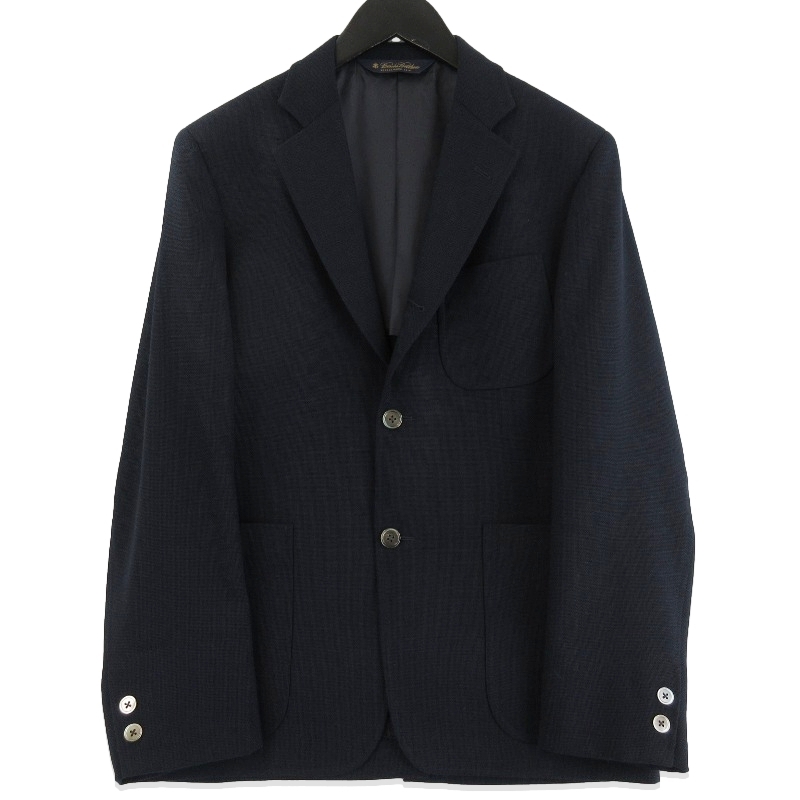 Brooks Brothers ブルックスブラザーズ 3Bジャケット 19-18-8650 段返り ウールホップサック 背抜き アンコン ネイビー 35SHT 71013544_画像1