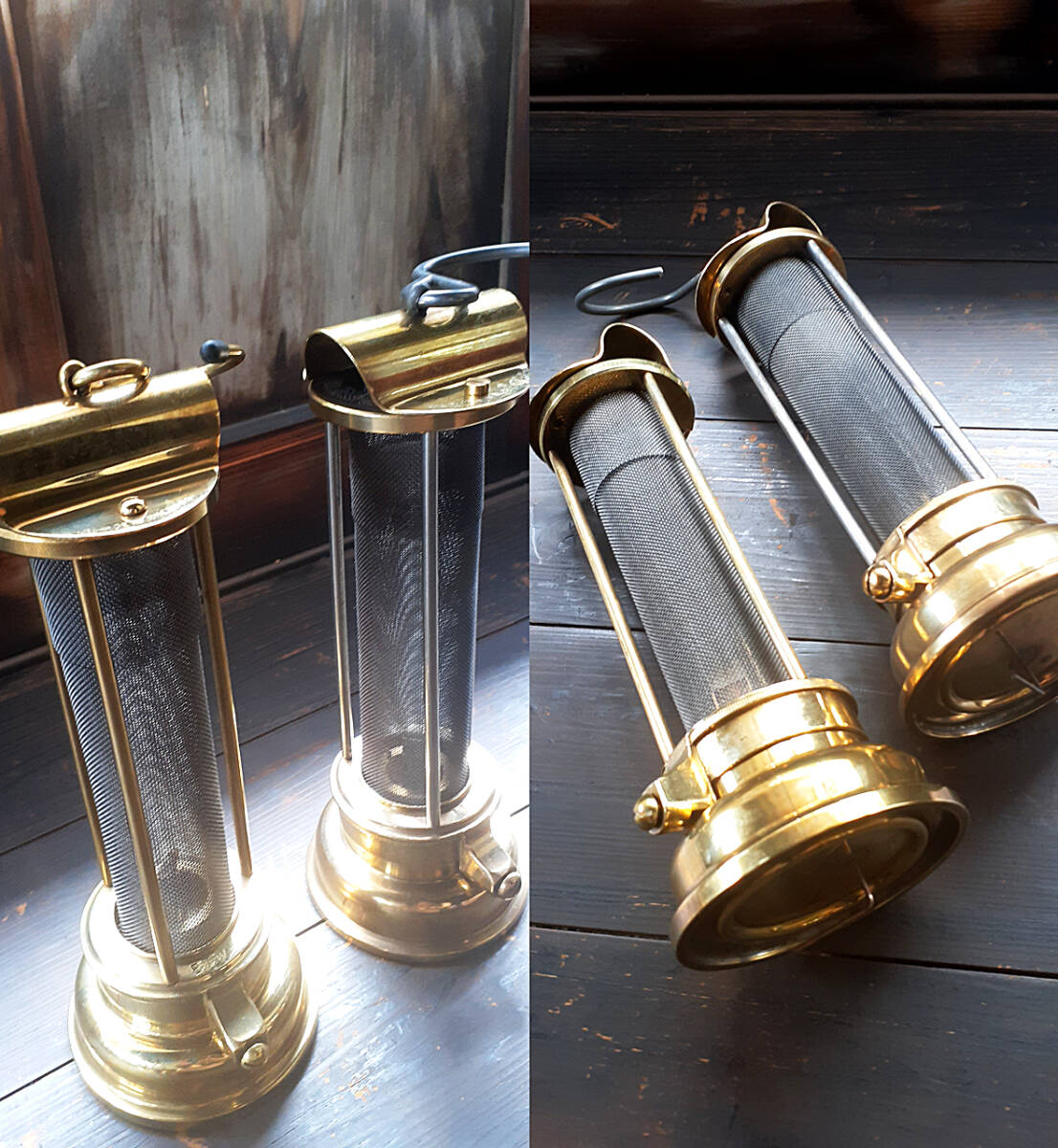 稀少モデル 2臺セット【E.Thomas & Williams】Davy Lamp デービー燈 MADE IN WALES UK【検索：ブッシュクラフト／カンブリアン】送料無料