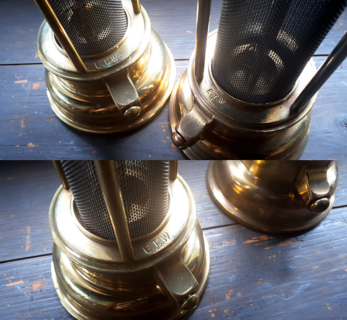 稀少モデル 2臺セット【E.Thomas & Williams】Davy Lamp デービー燈 MADE IN WALES UK【検索：ブッシュクラフト／カンブリアン】送料無料