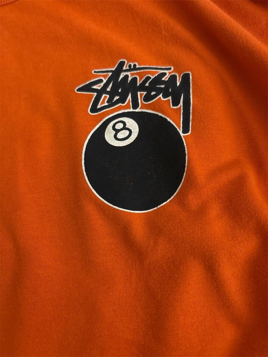 【STUSSY】メキシコ制 Lサイズ 8ボール ロゴプリント Tシャツ オレンジ ステューシー