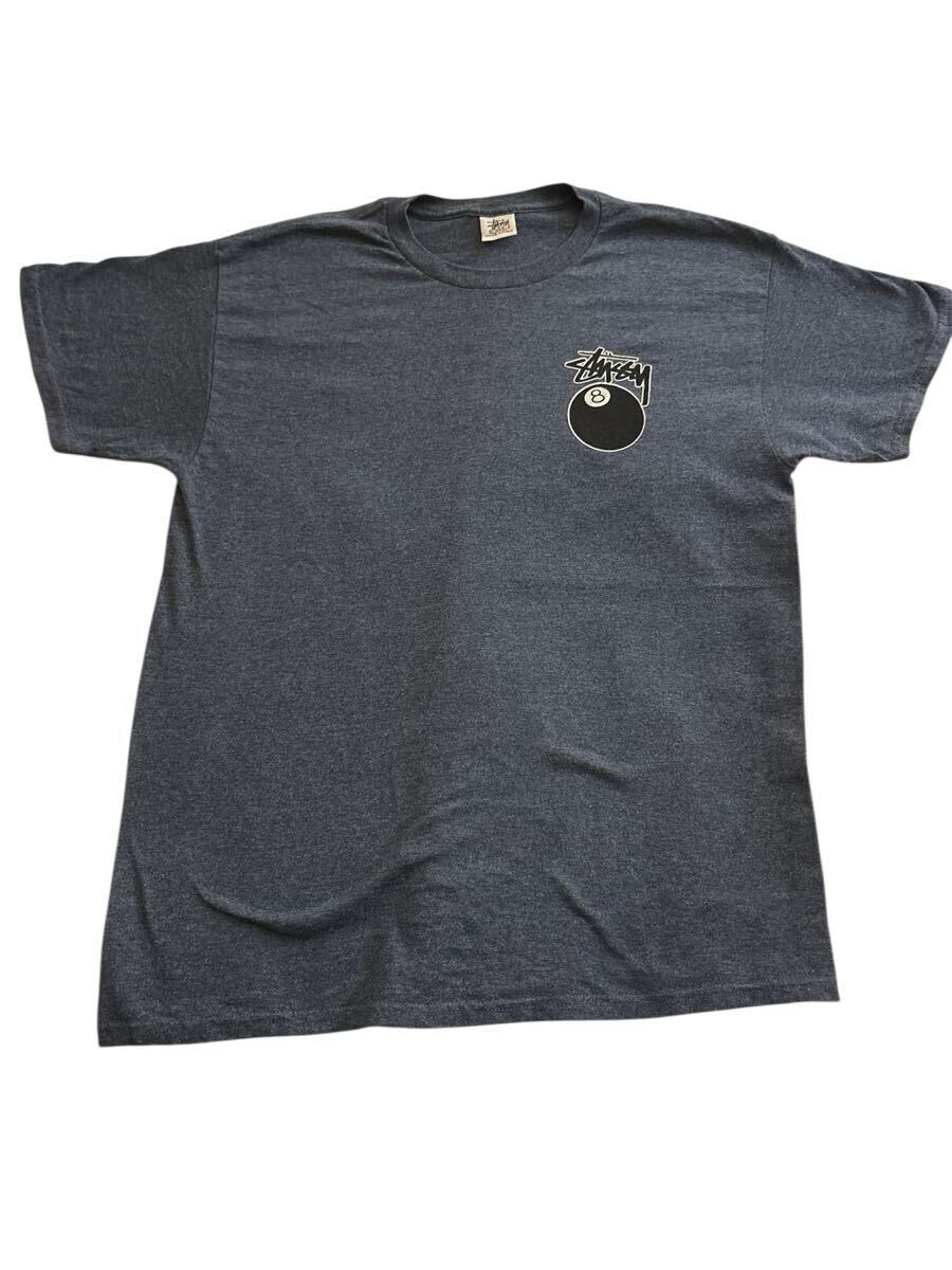 STUSSY ステューシー 90s 白タグ USA制 8ボール バックプリント Tシャツ L ネイビー