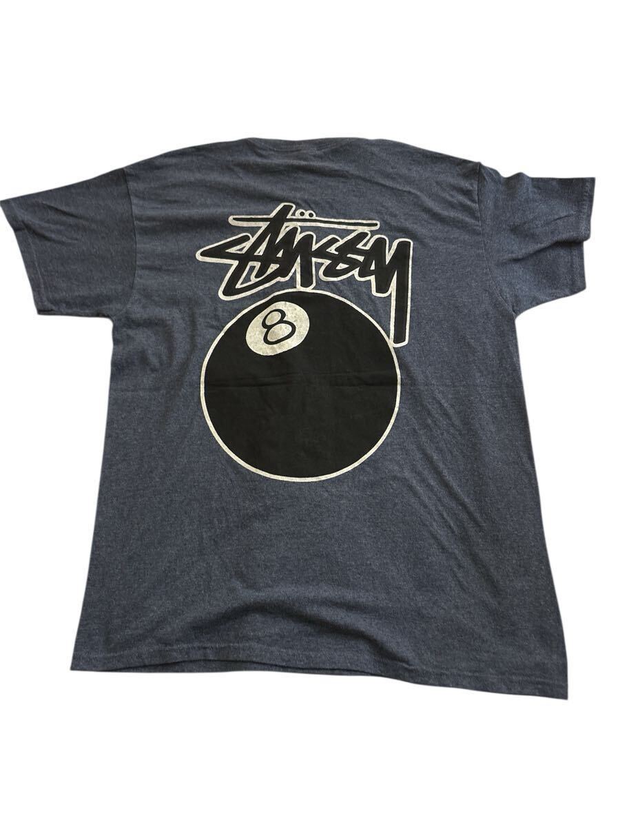 STUSSY ステューシー 90s 白タグ USA制 8ボール バックプリント Tシャツ L ネイビー
