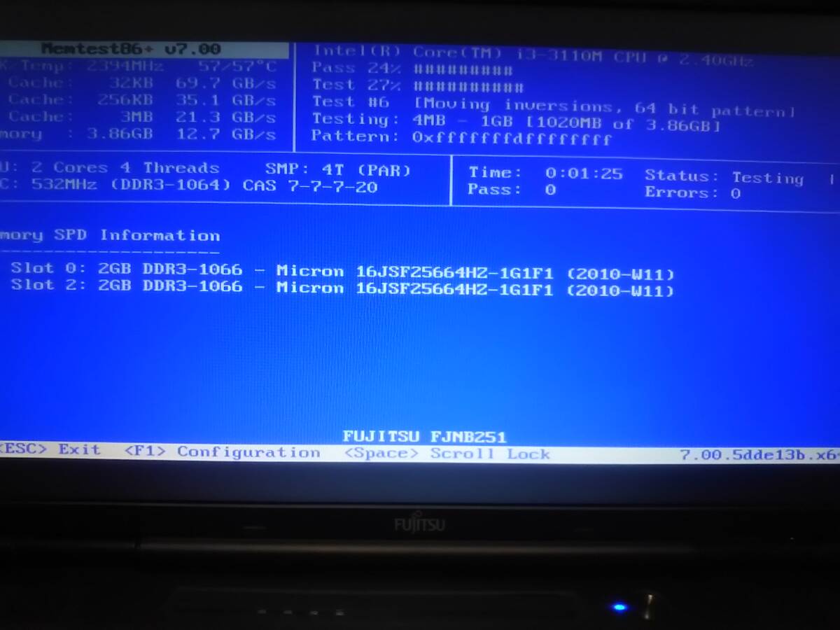 ★Micron 2GB 2RX8 PC3-8500S-7-10-F1 簡易動作確認済 2枚セット ★