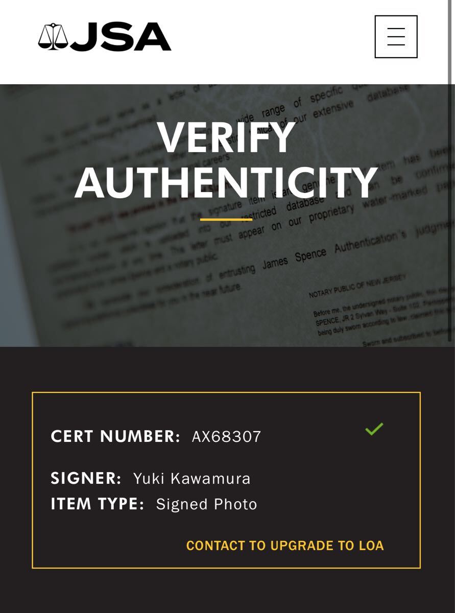 シカゴブルズ　河村勇輝　直筆サイン入りフォト　JSA鑑定　証明書付き