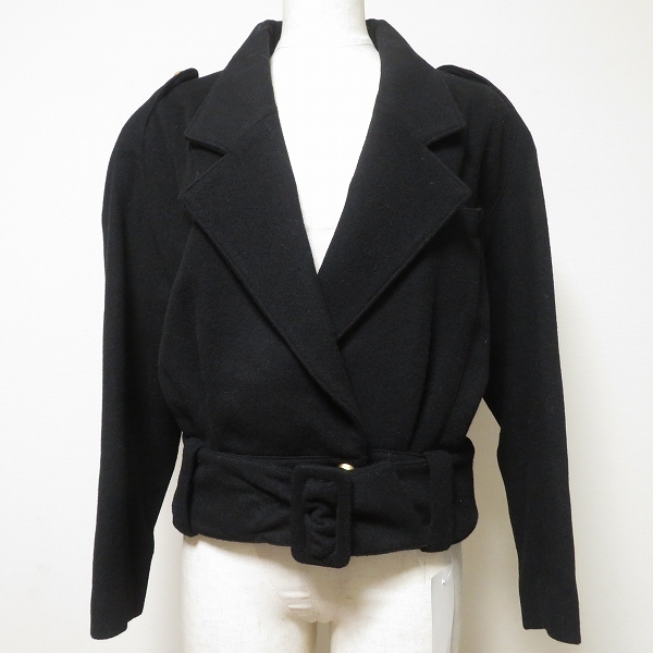 #wnc ジュンコシマダ 49 AV JUNKOSHIMADA ジャケット 9 黒 ショート丈 金ボタン ベルト付き レディース [966748]_画像1