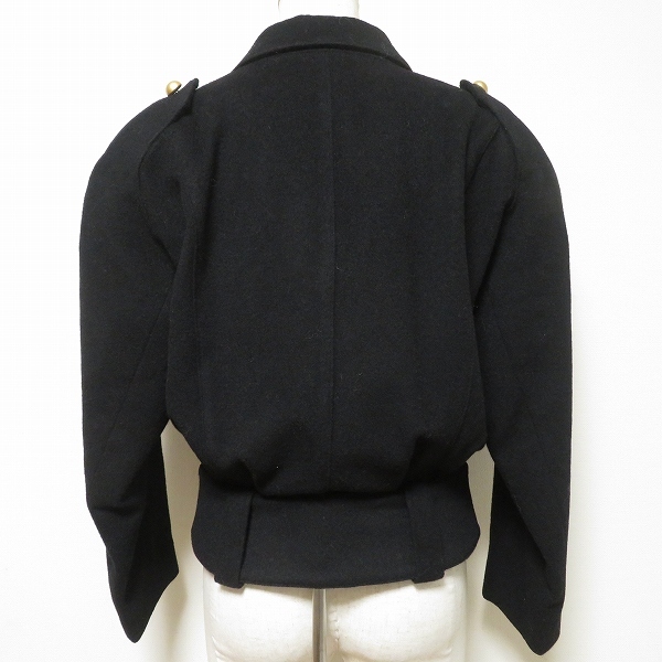 #wnc ジュンコシマダ 49 AV JUNKOSHIMADA ジャケット 9 黒 ショート丈 金ボタン ベルト付き レディース [966748]_画像2