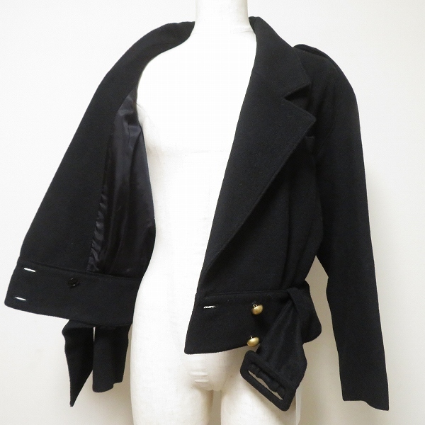 #wnc ジュンコシマダ 49 AV JUNKOSHIMADA ジャケット 9 黒 ショート丈 金ボタン ベルト付き レディース [966748]_画像4