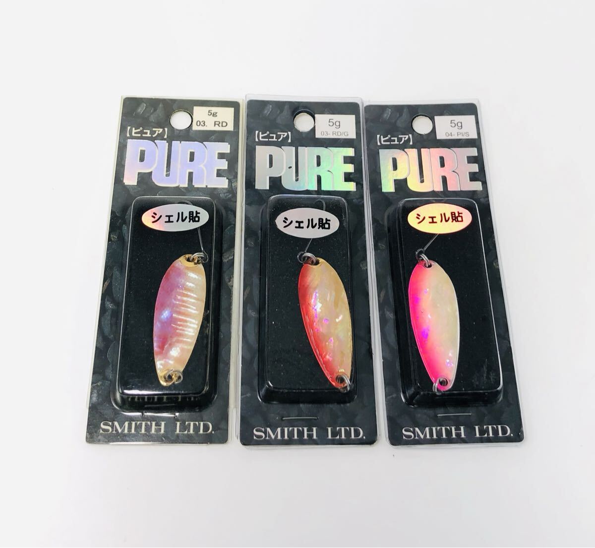 【未使用品】スミス SMITH ピュア シェル貼 5g 3点セット PURE トラウト スプーン ルアー 貝貼り ② B015_画像2