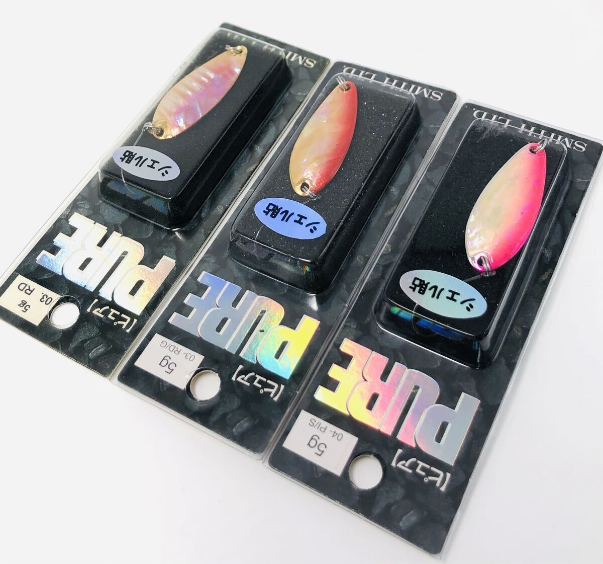 【未使用品】スミス SMITH ピュア シェル貼 5g 3点セット PURE トラウト スプーン ルアー 貝貼り ② B015_画像1